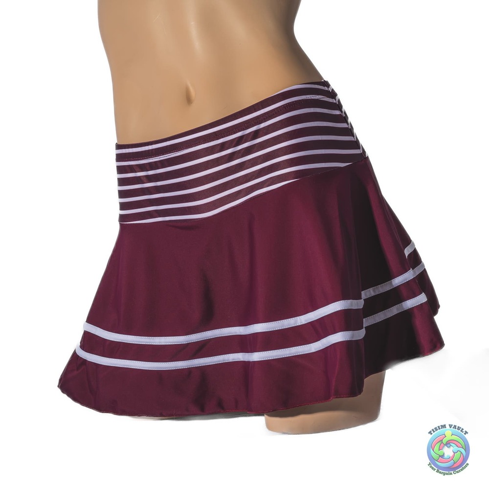 Miyang Maroon/White Striped Tankini Swimdress M 🌊 - Picture 5 of 10
